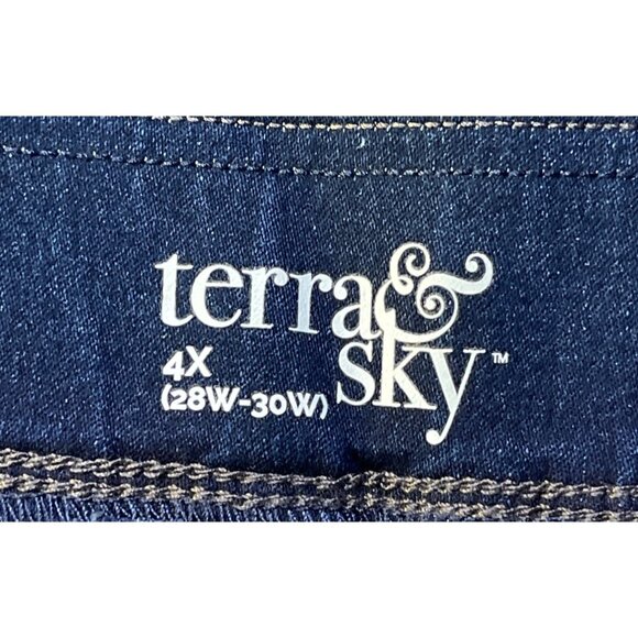 Terra & Sky Womens Plus Size 4X Skinny High Rise Pull On Jeggings Dark Wash - Picture 5 of 5